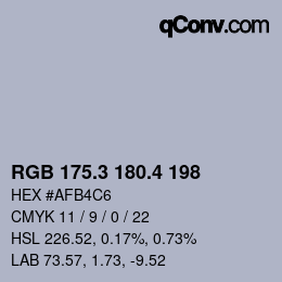 カラーコード: RGB 175.3 180.4 198 | qconv.com