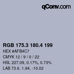 カラーコード: RGB 175.3 180.4 199 | qconv.com