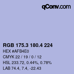 カラーコード: RGB 175.3 180.4 224 | qconv.com