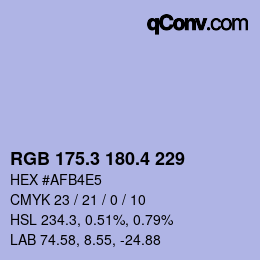 カラーコード: RGB 175.3 180.4 229 | qconv.com