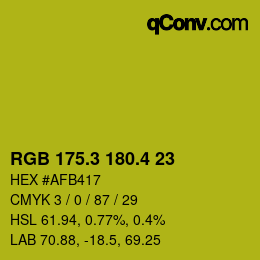 カラーコード: RGB 175.3 180.4 23 | qconv.com