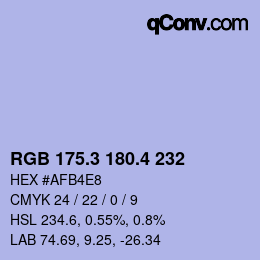 カラーコード: RGB 175.3 180.4 232 | qconv.com