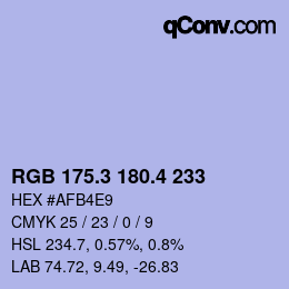 カラーコード: RGB 175.3 180.4 233 | qconv.com
