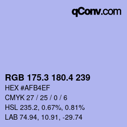 カラーコード: RGB 175.3 180.4 239 | qconv.com