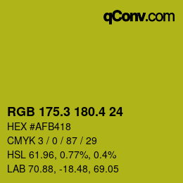 カラーコード: RGB 175.3 180.4 24 | qconv.com
