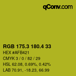 カラーコード: RGB 175.3 180.4 33 | qconv.com