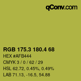 カラーコード: RGB 175.3 180.4 68 | qconv.com