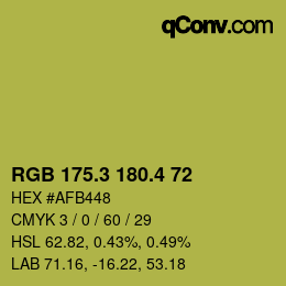 カラーコード: RGB 175.3 180.4 72 | qconv.com