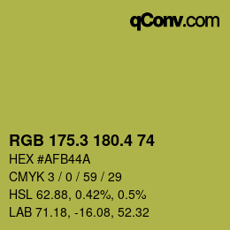 カラーコード: RGB 175.3 180.4 74 | qconv.com