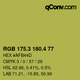 カラーコード: RGB 175.3 180.4 77 | qconv.com