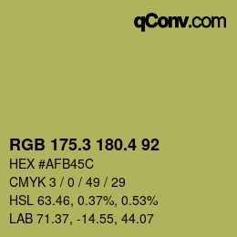 カラーコード: RGB 175.3 180.4 92 | qconv.com