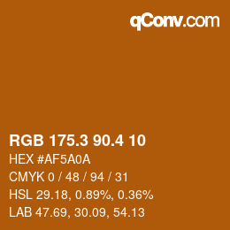 カラーコード: RGB 175.3 90.4 10 | qconv.com