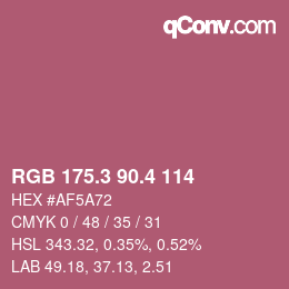 カラーコード: RGB 175.3 90.4 114 | qconv.com