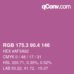 カラーコード: RGB 175.3 90.4 146 | qconv.com