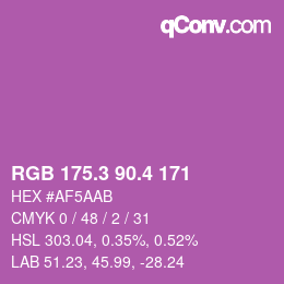 カラーコード: RGB 175.3 90.4 171 | qconv.com