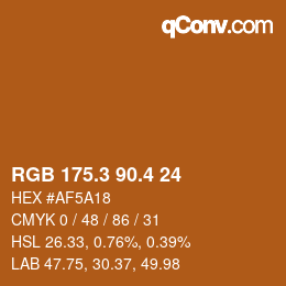 カラーコード: RGB 175.3 90.4 24 | qconv.com