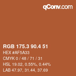 カラーコード: RGB 175.3 90.4 51 | qconv.com