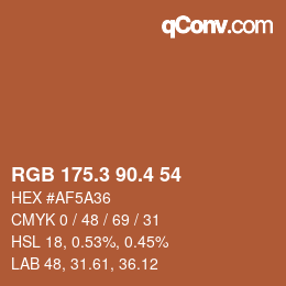 カラーコード: RGB 175.3 90.4 54 | qconv.com