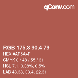 カラーコード: RGB 175.3 90.4 79 | qconv.com