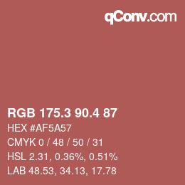 カラーコード: RGB 175.3 90.4 87 | qconv.com