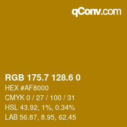 カラーコード: RGB 175.7 128.6 0 | qconv.com