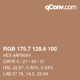 カラーコード: RGB 175.7 128.6 100 | qconv.com