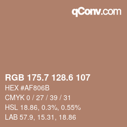 カラーコード: RGB 175.7 128.6 107 | qconv.com
