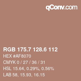 カラーコード: RGB 175.7 128.6 112 | qconv.com