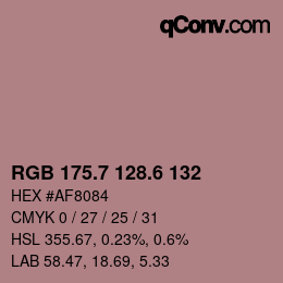 カラーコード: RGB 175.7 128.6 132 | qconv.com