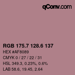 カラーコード: RGB 175.7 128.6 137 | qconv.com