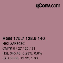 カラーコード: RGB 175.7 128.6 140 | qconv.com