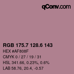 カラーコード: RGB 175.7 128.6 143 | qconv.com
