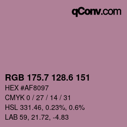 カラーコード: RGB 175.7 128.6 151 | qconv.com