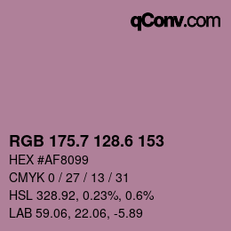 カラーコード: RGB 175.7 128.6 153 | qconv.com