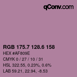 カラーコード: RGB 175.7 128.6 158 | qconv.com