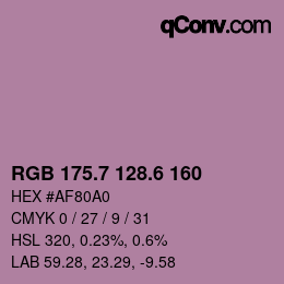 カラーコード: RGB 175.7 128.6 160 | qconv.com