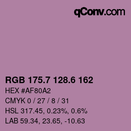 カラーコード: RGB 175.7 128.6 162 | qconv.com