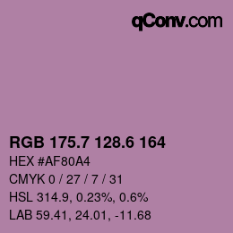 カラーコード: RGB 175.7 128.6 164 | qconv.com
