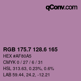 カラーコード: RGB 175.7 128.6 165 | qconv.com
