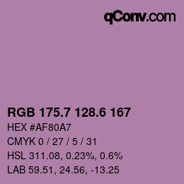 カラーコード: RGB 175.7 128.6 167 | qconv.com