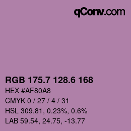 カラーコード: RGB 175.7 128.6 168 | qconv.com