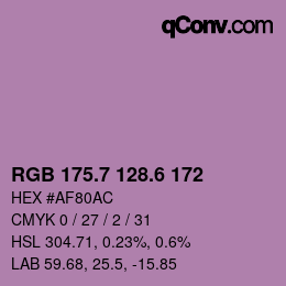 カラーコード: RGB 175.7 128.6 172 | qconv.com