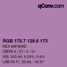 カラーコード: RGB 175.7 128.6 173 | qconv.com