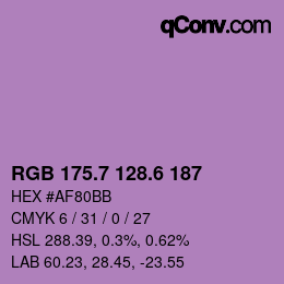 カラーコード: RGB 175.7 128.6 187 | qconv.com