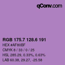 カラーコード: RGB 175.7 128.6 191 | qconv.com