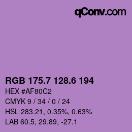カラーコード: RGB 175.7 128.6 194 | qconv.com