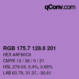 カラーコード: RGB 175.7 128.6 201 | qconv.com