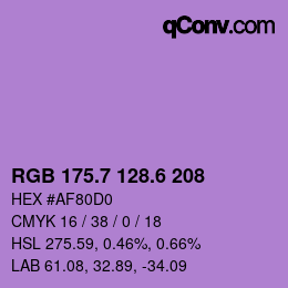 カラーコード: RGB 175.7 128.6 208 | qconv.com