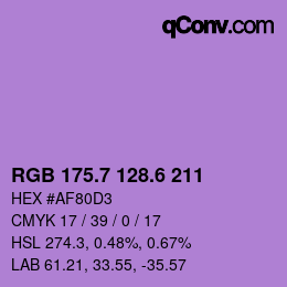 カラーコード: RGB 175.7 128.6 211 | qconv.com