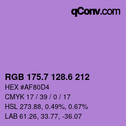 カラーコード: RGB 175.7 128.6 212 | qconv.com